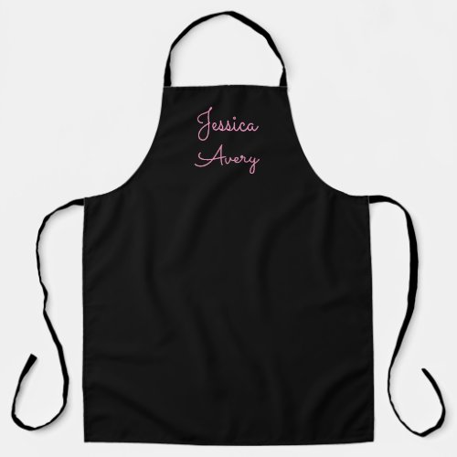 Any Name  Cool Editable Pink Script on Black Apron