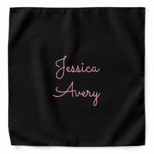 Any Name Cool Editable Pink Script on Black Bandana