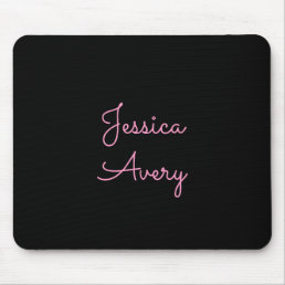 Any Name | Cool Editable Pink Script on Black Mouse Pad