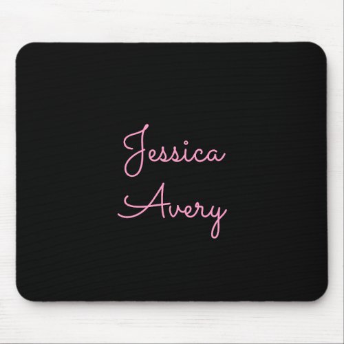 Any Name  Cool Editable Pink Script on Black Mouse Pad