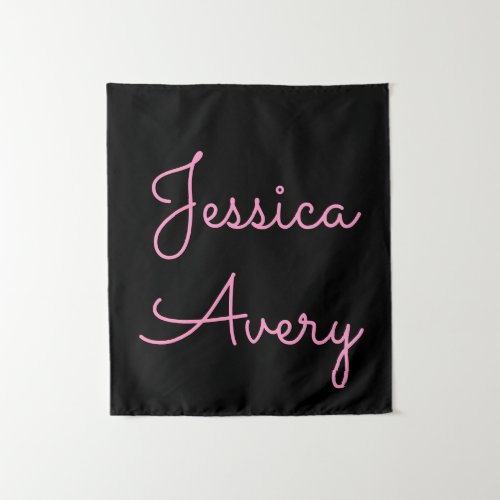 Any Name  Cool Editable Pink Script on Black Tapestry
