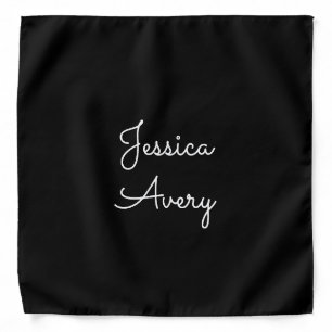Any Name   Cool Editable White Script on Black Bandana