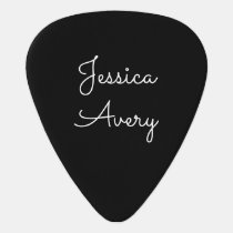 Any Name | Cool Editable White Script on Black Guitar Pick