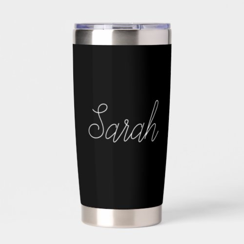 Any Name  Cool Editable White Script on Black Insulated Tumbler