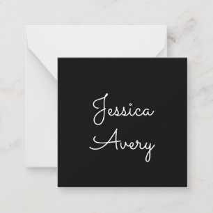 Any Name   Cool Editable White Script on Black Note Card