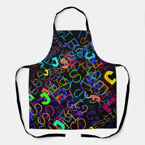 Any Name Customizable Bright Colors  Black Apron