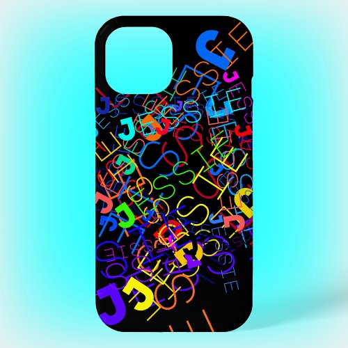 Any Name Customizable Bright Colors  Black iPhone 15 Case