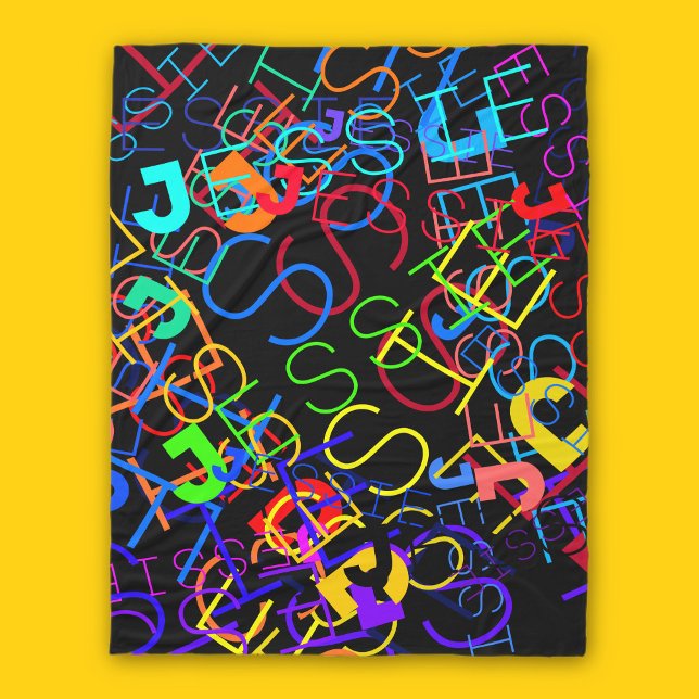 Any Name Customizable Bright Colors & Black Fleece Blanket (Creator Uploaded)