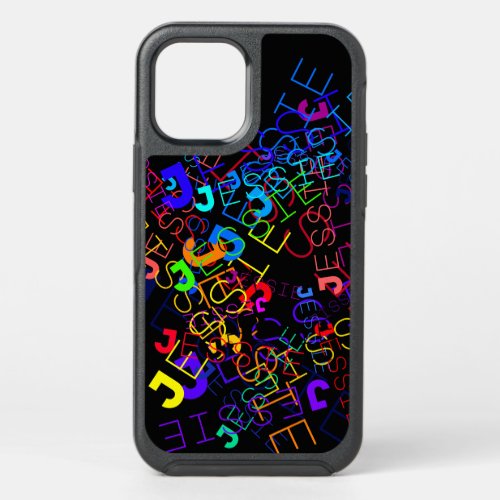 Any Name Customizable Bright Colors  Black OtterBox Symmetry iPhone 12 Case