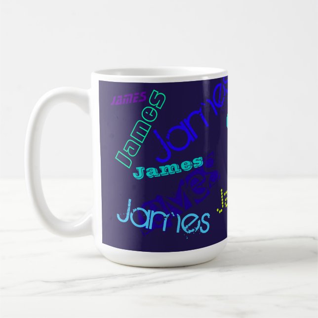 Any Name Customizable Colorful Name Pattern Coffee Mug (Left)