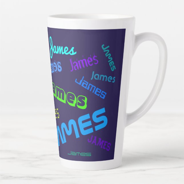 Any Name Customizable Colorful Name Pattern Latte Mug (Right)