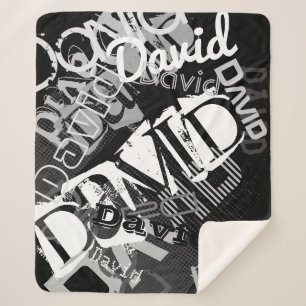 Any Name Customizable Creative Black & White Sherpa Blanket