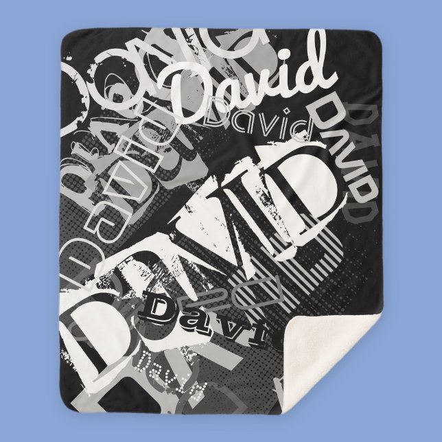 Any Name Customizable Creative Black & White Sherpa Blanket (Creator Uploaded)