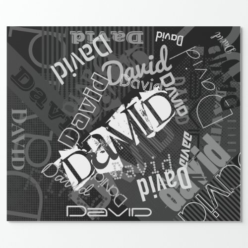 Any Name Customizable Creative Black  White Wrapping Paper
