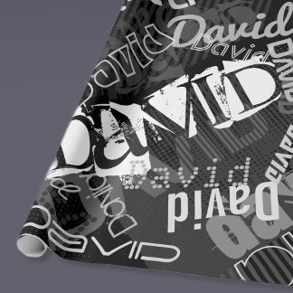 Any Name Customizable Creative Black & White Wrapping Paper