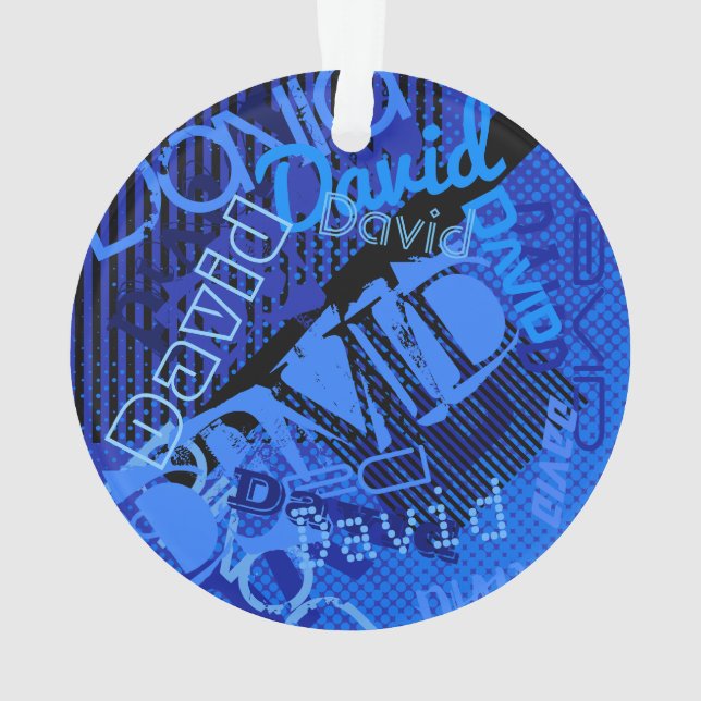 Any Name Customizable Creative Blue Ornament (Back)