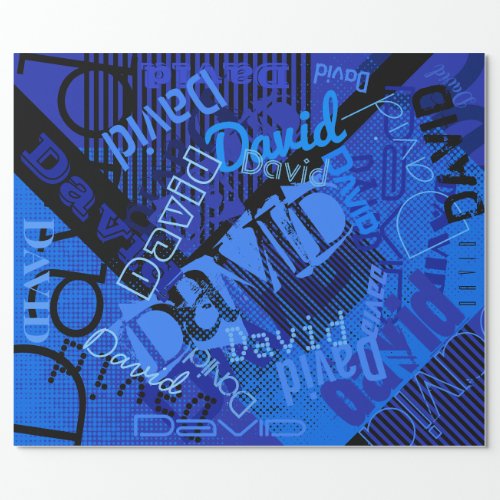 Any Name Customizable Creative Blue Wrapping Paper