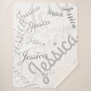 Any Name Customizable Creative Grey & White Sherpa Blanket