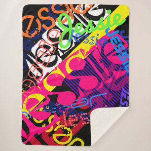 Any Name Customizable Creative Super Colorful Sherpa Blanket