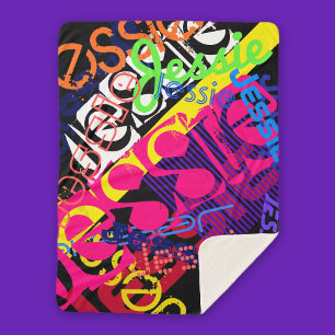 Any Name Customizable Creative Super Colorful Sherpa Blanket