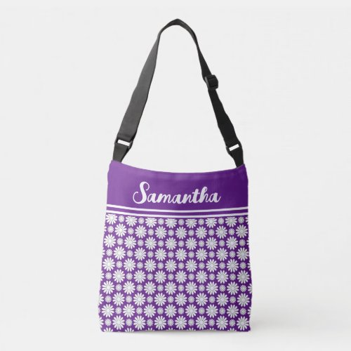 Any Name Cute Floral Daisy Pattern All_Over Print Crossbody Bag