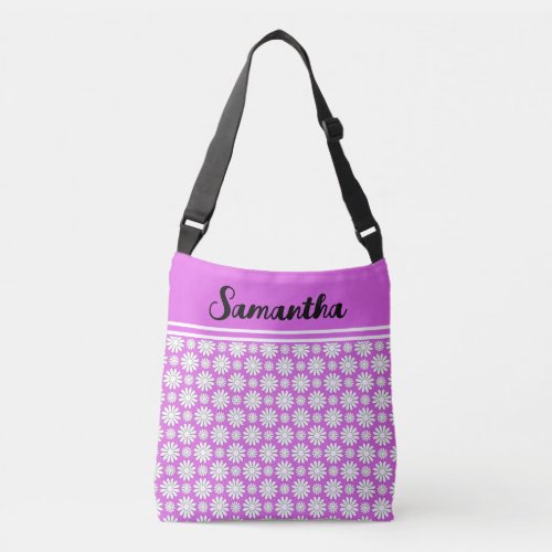 Any Name Cute Floral Daisy Pattern All_Over Print Crossbody Bag