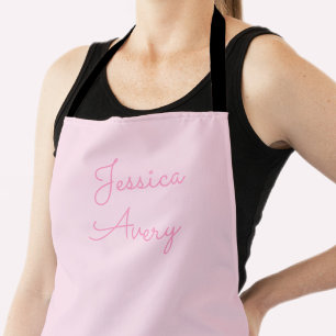 Any Name Cute Pink Cursive Apron