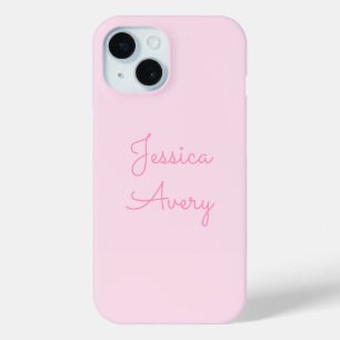 Any Name Cute Pink Cursive iPhone 15 Case