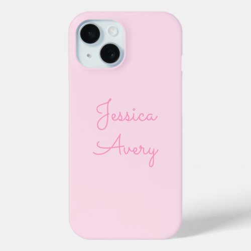 Any Name  Cute Pink Cursive iPhone 15 Case
