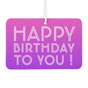 Any Name Editable Happy Birthday Pink Purple Ombre Air Freshener