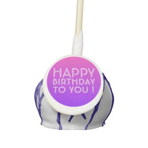 Any Name Editable Happy Birthday Pink Purple Ombre Cake Pops
