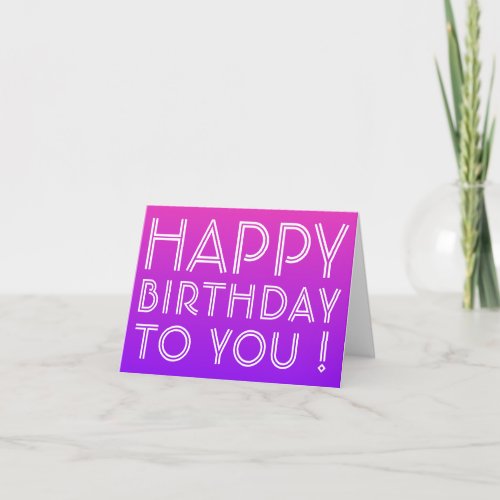 Any Name Editable Happy Birthday Pink Purple Ombre Card