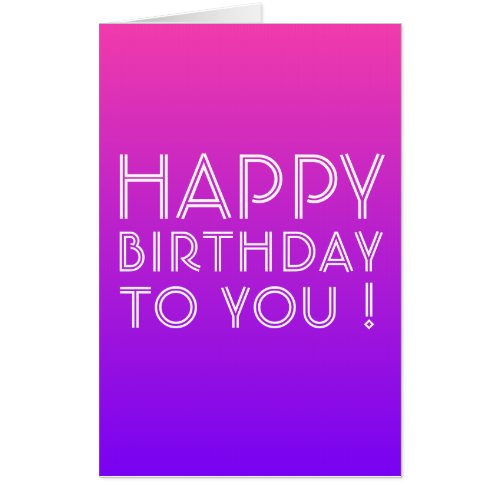 Any Name Editable Happy Birthday Pink Purple Ombre Card