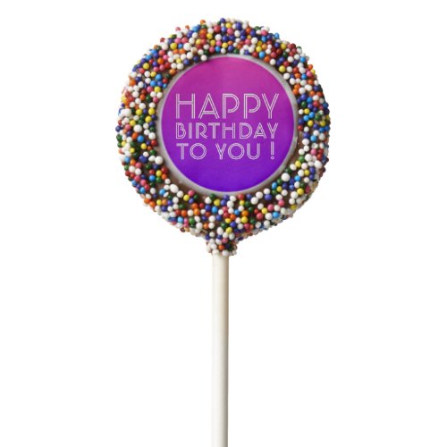 Any Name Editable Happy Birthday Pink Purple Ombre Chocolate Covered Oreo Pop