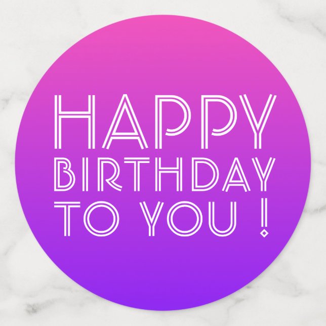 Any Name Editable Happy Birthday Pink Purple Ombre Confetti (Large Back)