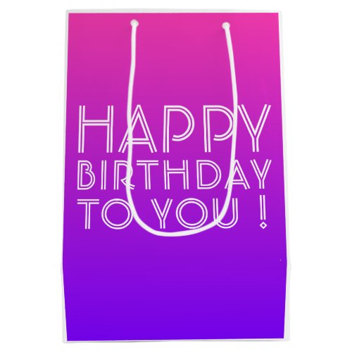 Any Name Editable Happy Birthday Pink Purple Ombre Medium Gift Bag