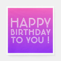 Any Name Editable Happy Birthday Pink Purple Ombre