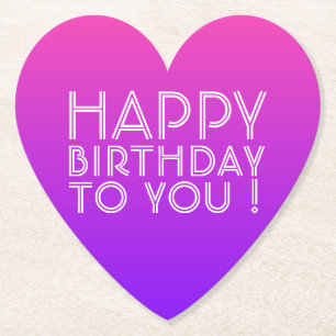 Any Name Editable Happy Birthday Pink Purple Ombre Paper Coaster