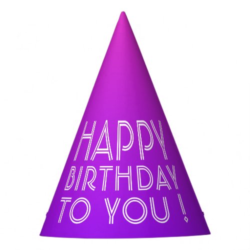 Any Name Editable Happy Birthday Pink Purple Ombre Party Hat