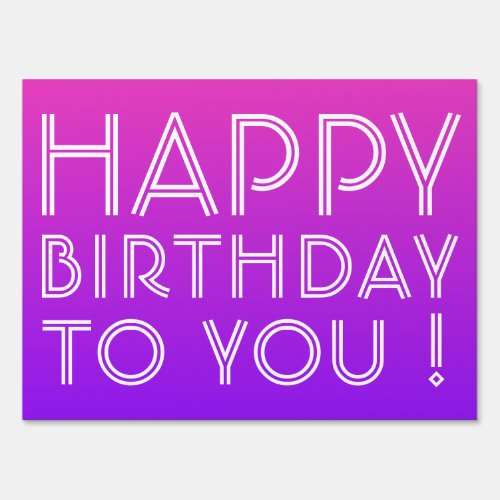 Any Name Editable Happy Birthday Pink Purple Ombre Sign