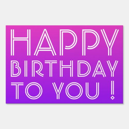 Any Name Editable Happy Birthday Pink Purple Ombre Sign