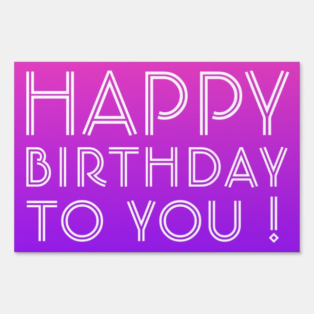 Any Name Editable Happy Birthday Pink Purple Ombre Sign (Front)