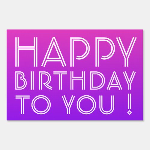 Any Name Editable Happy Birthday Pink Purple Ombre Sign