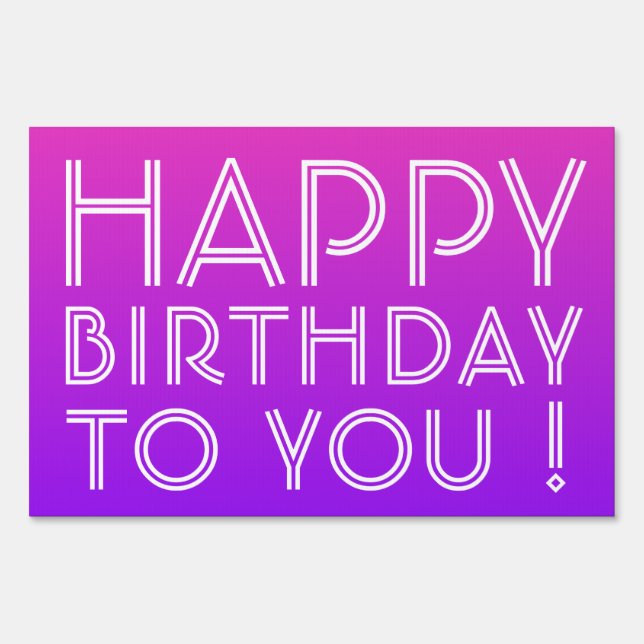 Any Name Editable Happy Birthday Pink Purple Ombre Sign (Front)