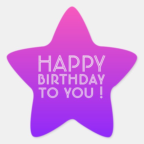 Any Name Editable Happy Birthday Pink Purple Ombre Star Sticker