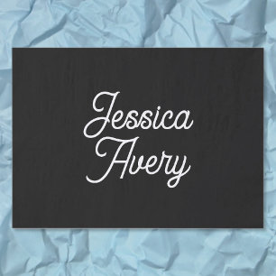 Any Name Editable Vintage Styled Script on Black Tissue Paper
