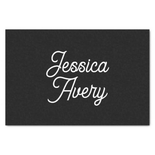 Any Name  Editable Vintage Styled Script on Black Tissue Paper