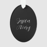 Any Name | Elegant Editable White Script on Black Ornament