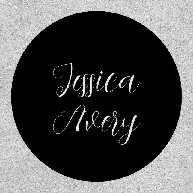 Any Name | Elegant Editable White Script on Black Patch (Front)
