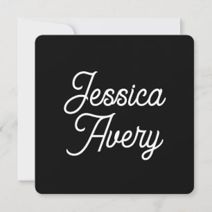 Any Name    Elegant Vintage White Script on Black Invitation